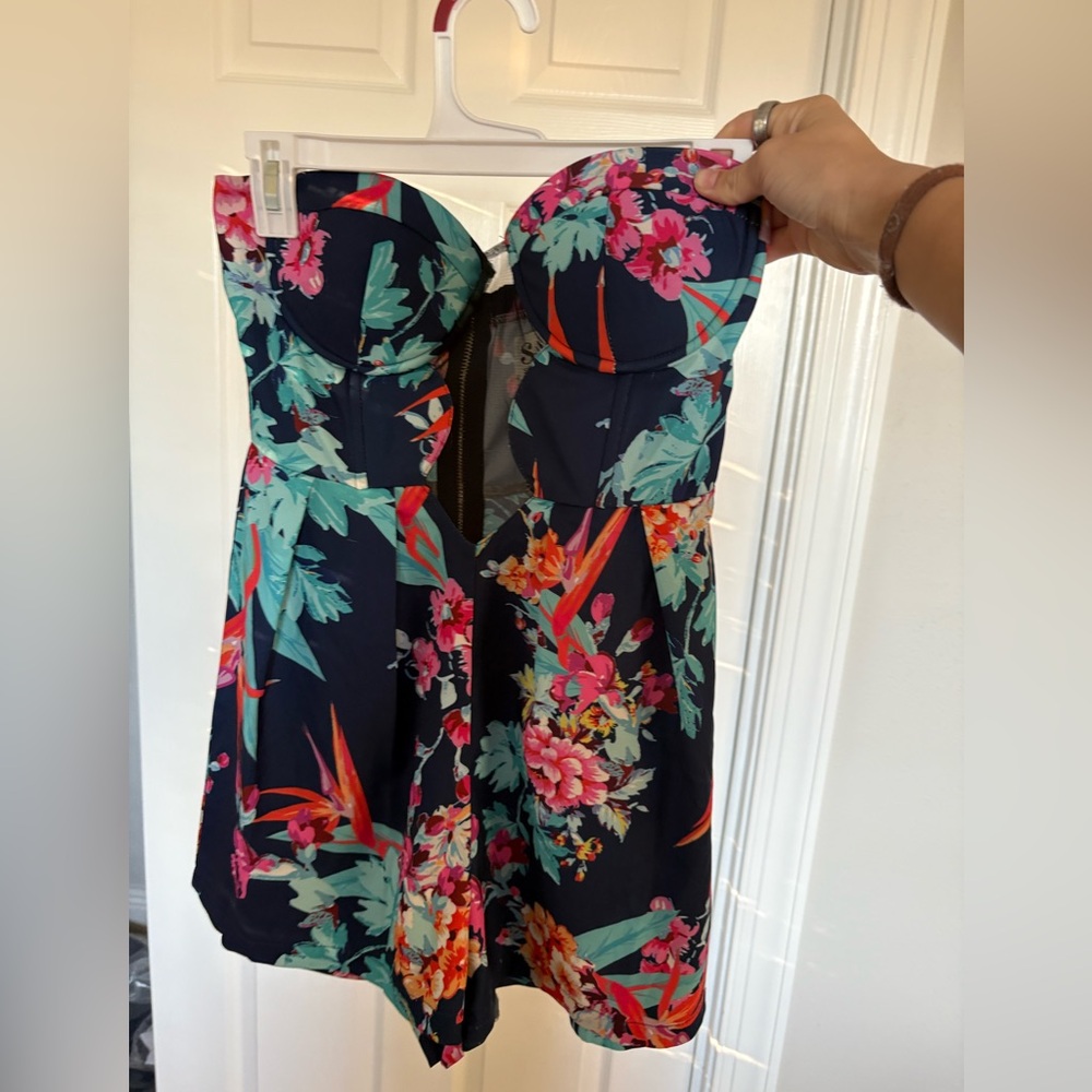 Floral Strapless Romper